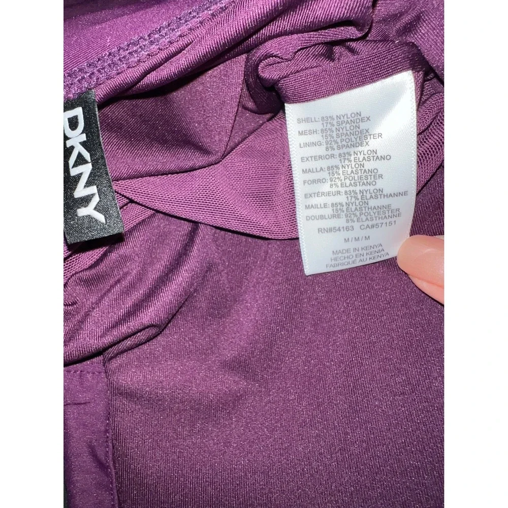 NWT DKNY Women Purple Ruched Convertible One Piece Swimsuit Tummy Control Medium - Picture 6 of 6